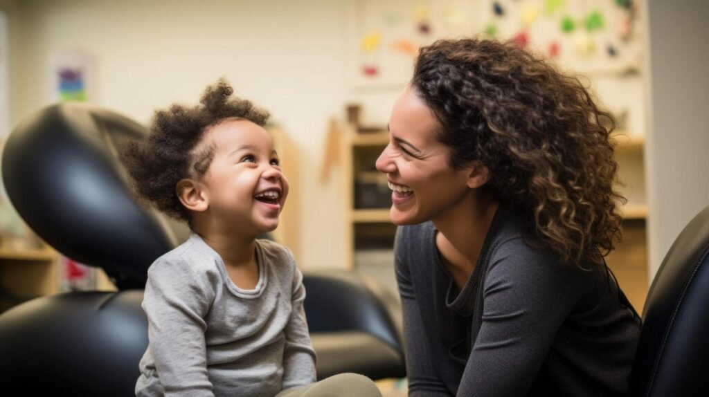 mother teaching baby to speak